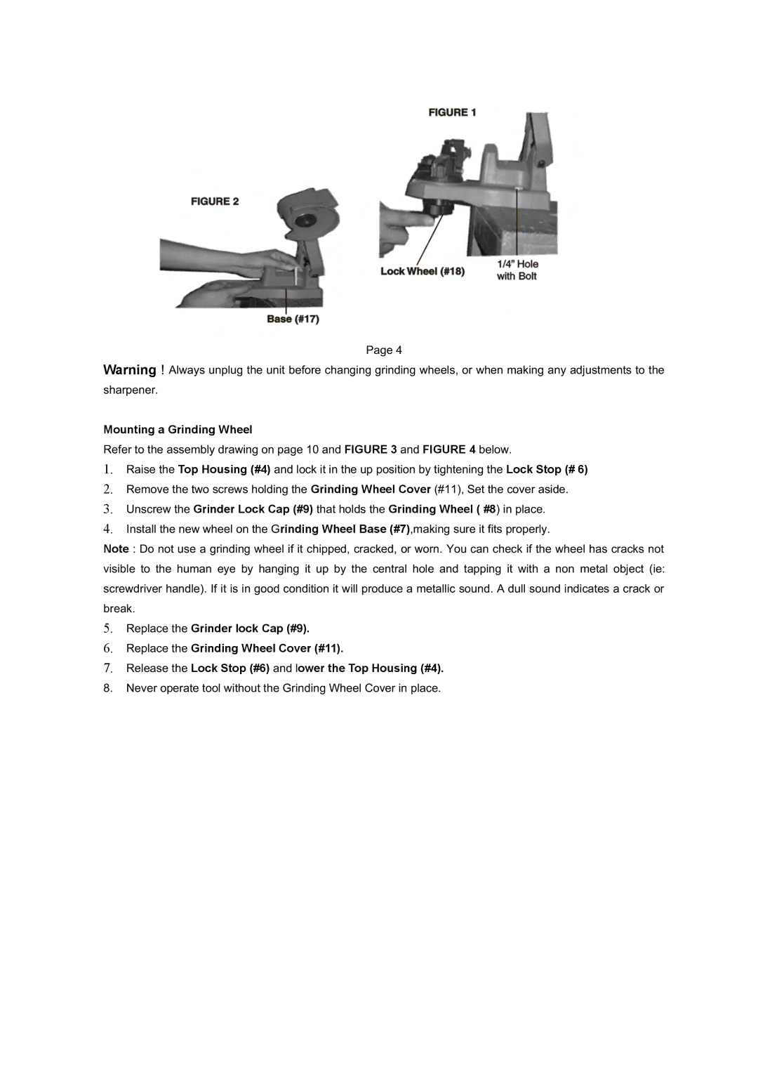 Grizzly T23107 owner manual Mounting a Grinding Wheel 