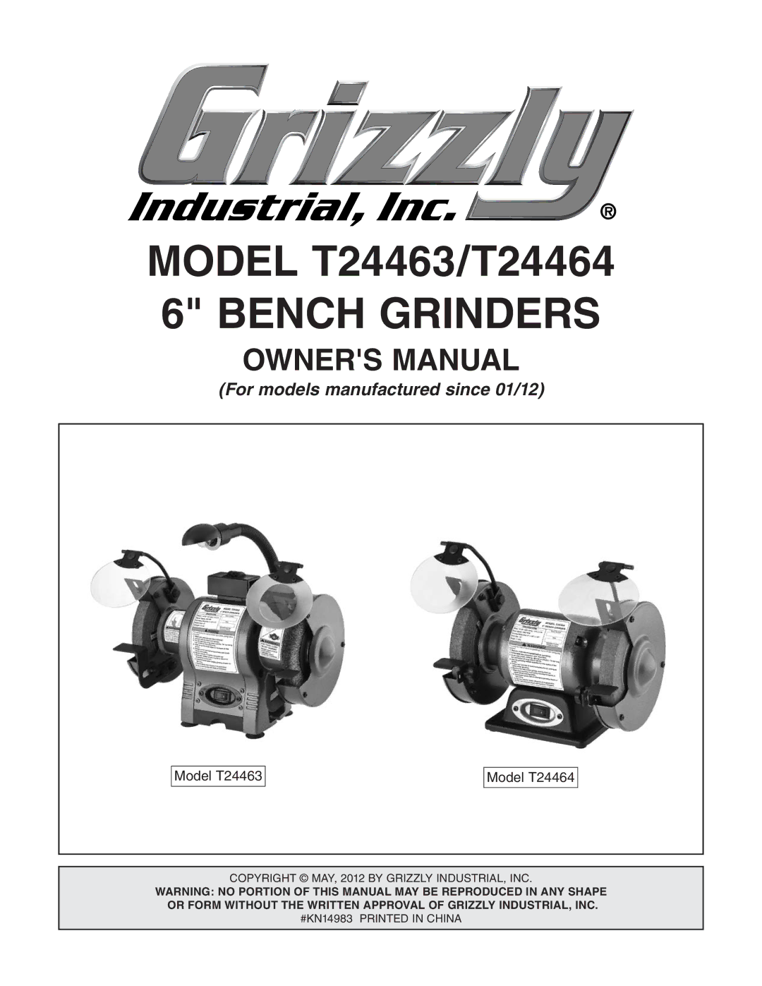 Grizzly T24463, T24464 owner manual Bench Grinders, BdYZaI+ 