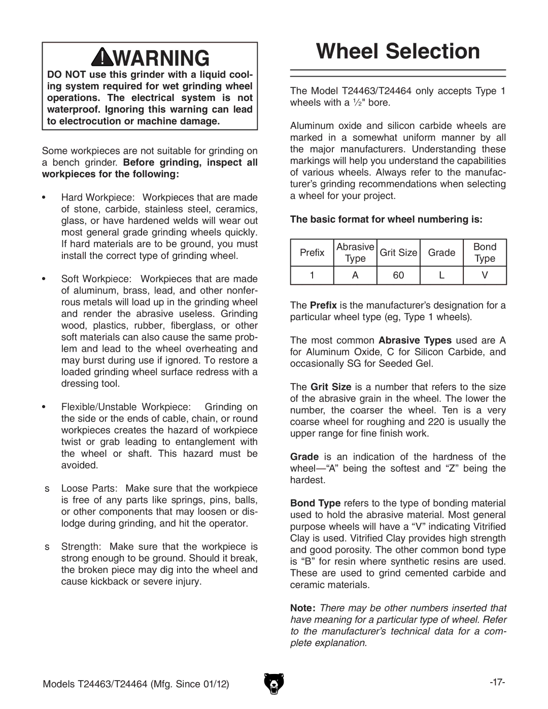 Grizzly T24463, T24464 owner manual Wheel Selection, Basic format for wheel numbering is, EgZm 