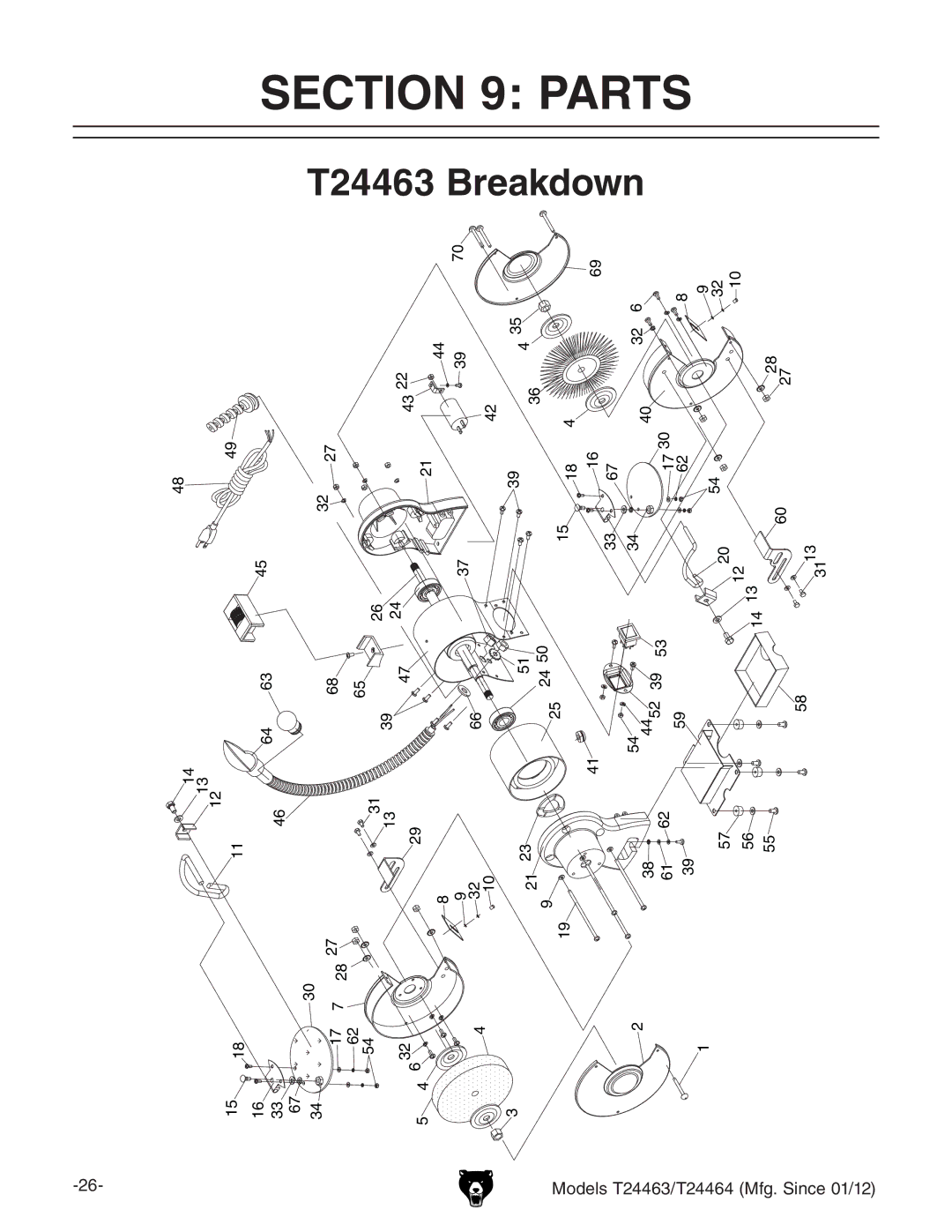 Grizzly T24464, T24463 owner manual Parts 