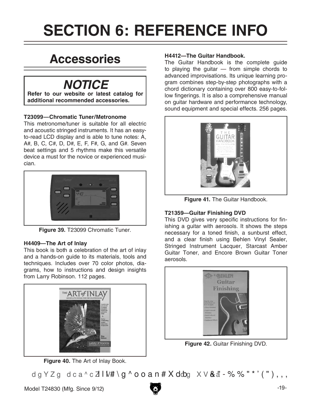 Grizzly T24830 Reference Info, Accessories, H4412-The Guitar Handbook, H4409-The Art of Inlay, T21359-Guitar Finishing DVD 