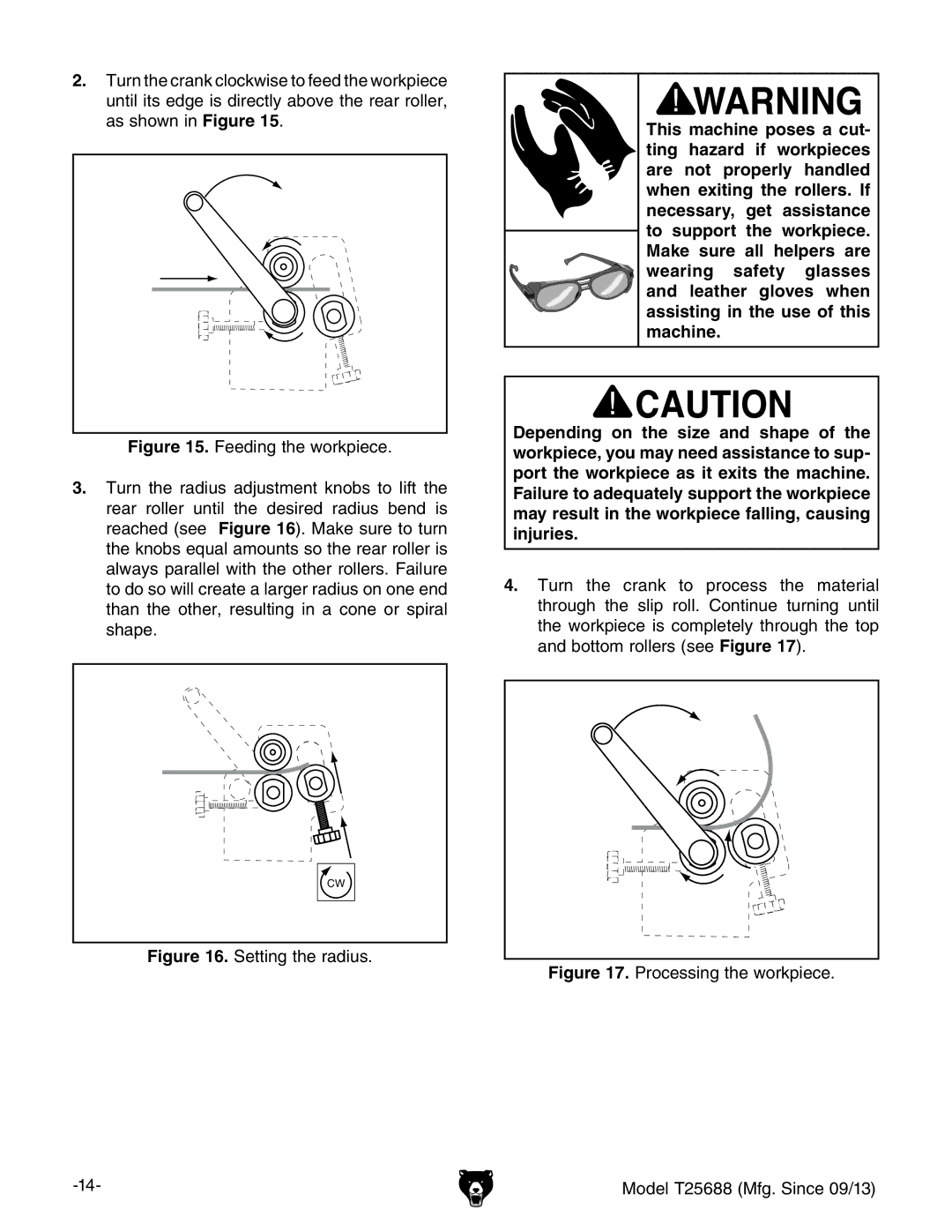 Grizzly T25688 owner manual Setting the radius 