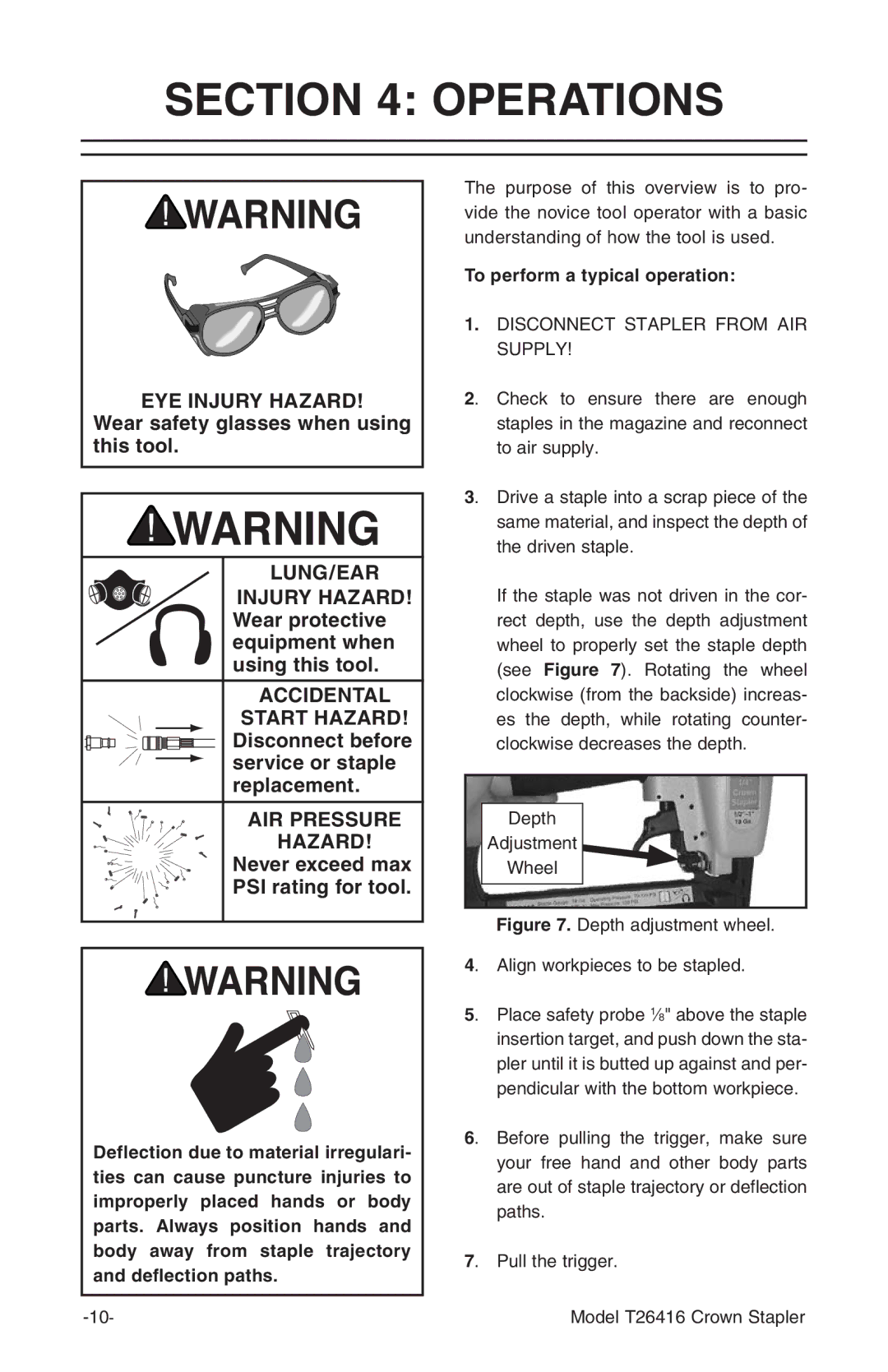 Grizzly T26416 owner manual Operations, To perform a typical operation 