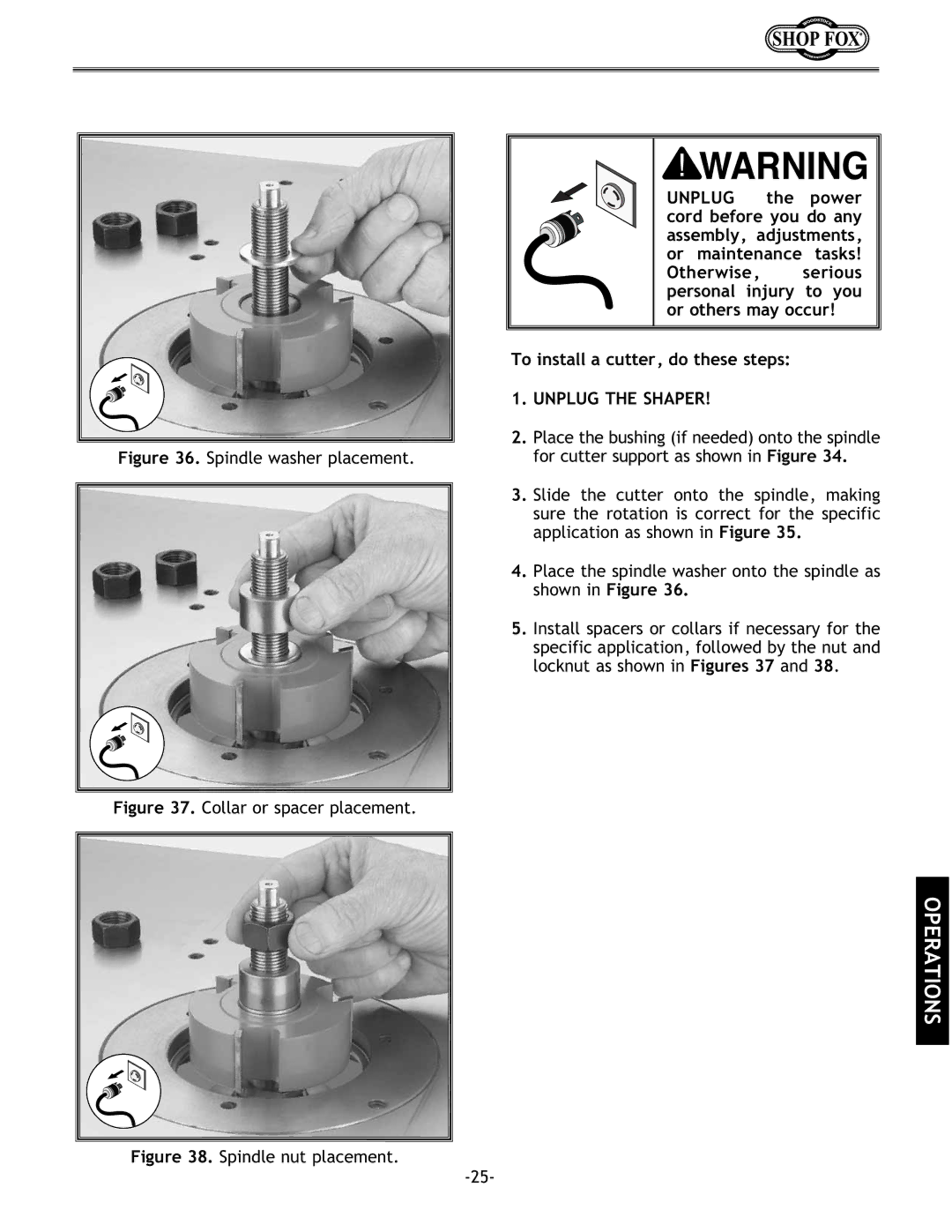 Grizzly w1702 instruction manual Place the spindle washer onto the spindle as shown in Figure 