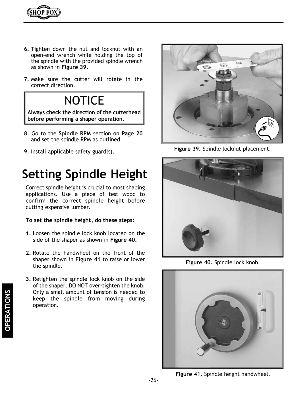 Grizzly w1702 instruction manual Setting Spindle Height, To set the spindle height, do these steps 