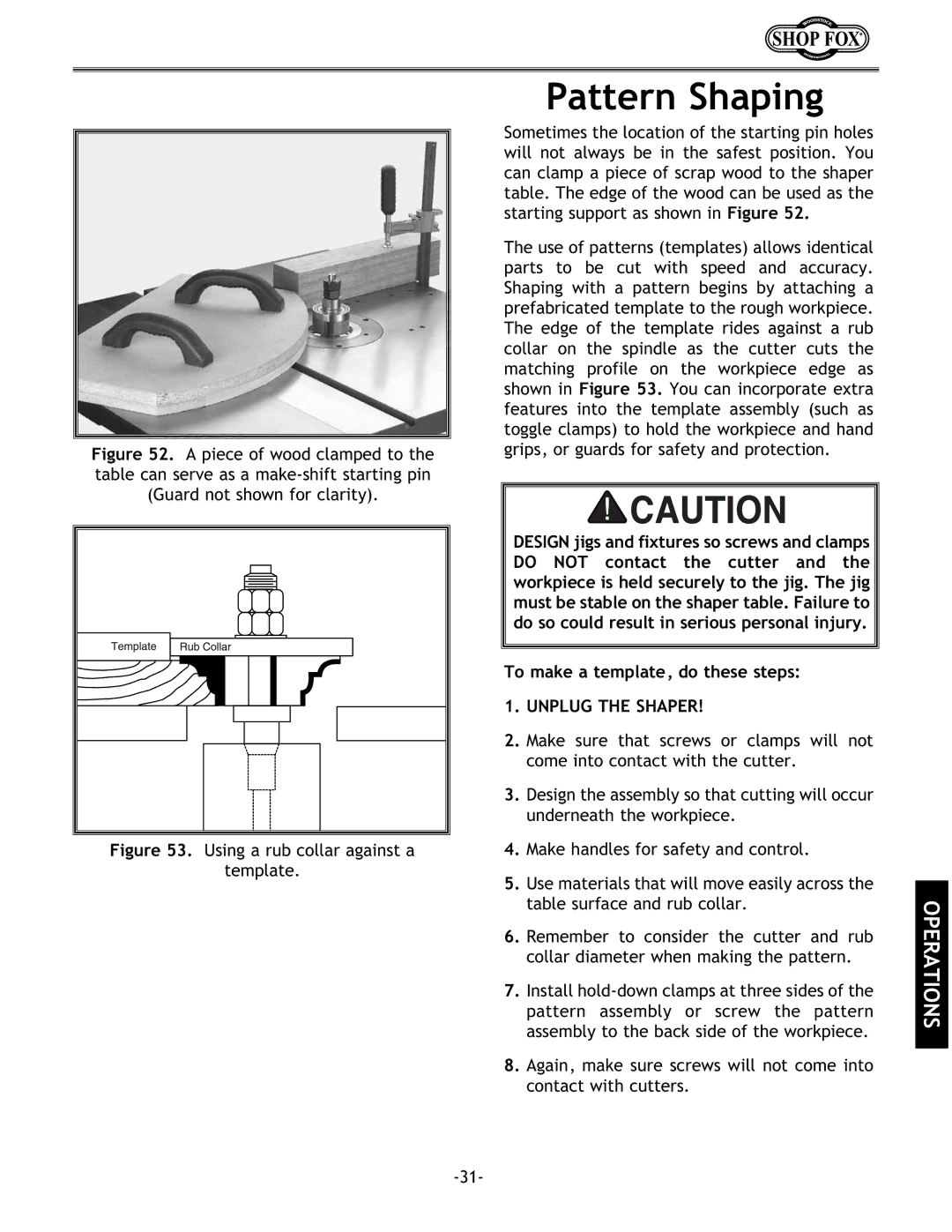 Grizzly w1702 instruction manual Pattern Shaping, To make a template, do these steps 