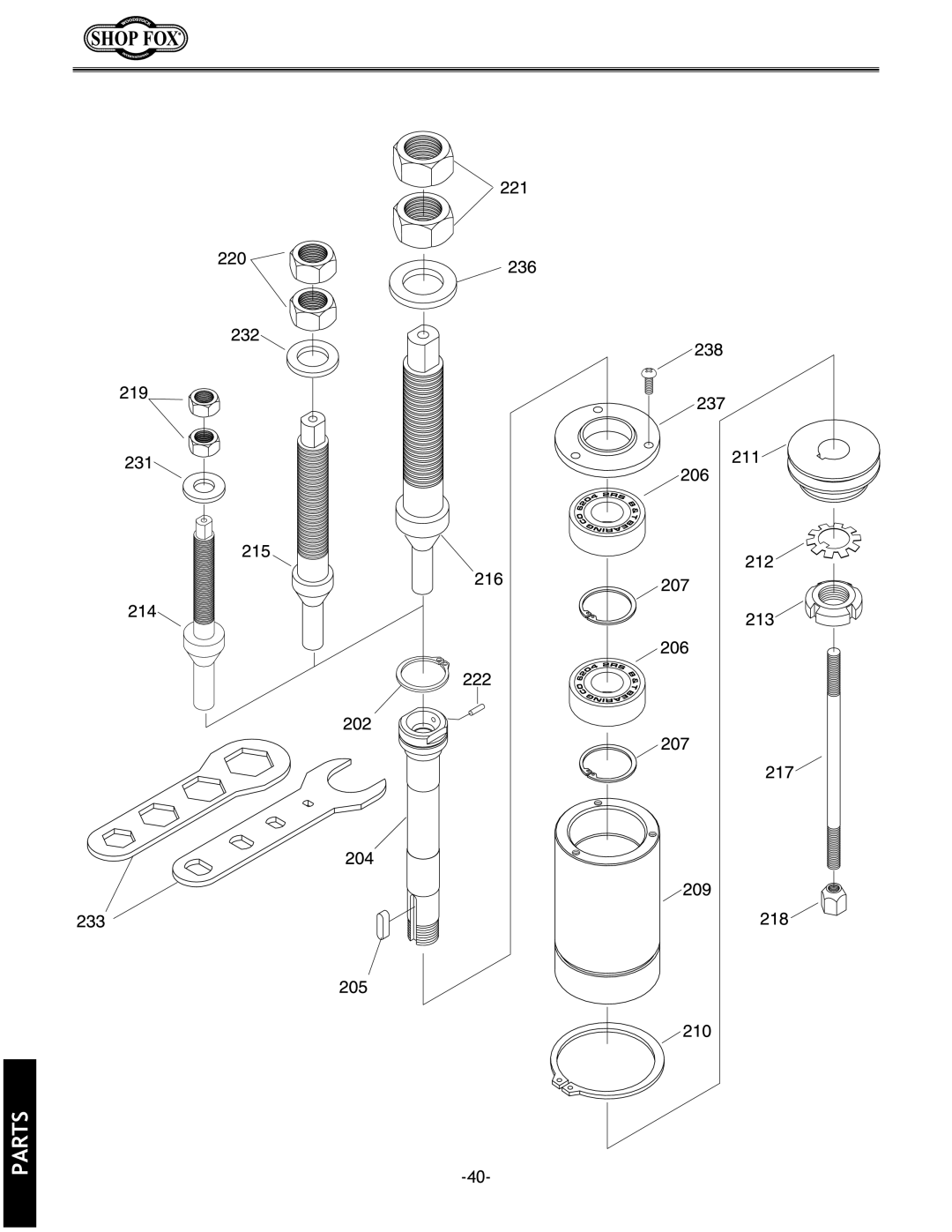 Grizzly w1702 instruction manual Parts 