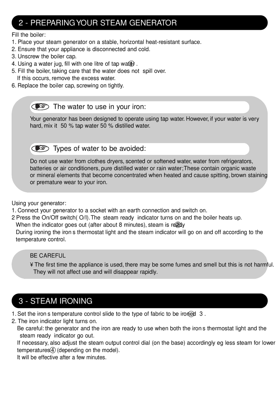 Groupe SEB USA - T-FAL 028043 manual Preparing Your Steam Generator, Steam Ironing 