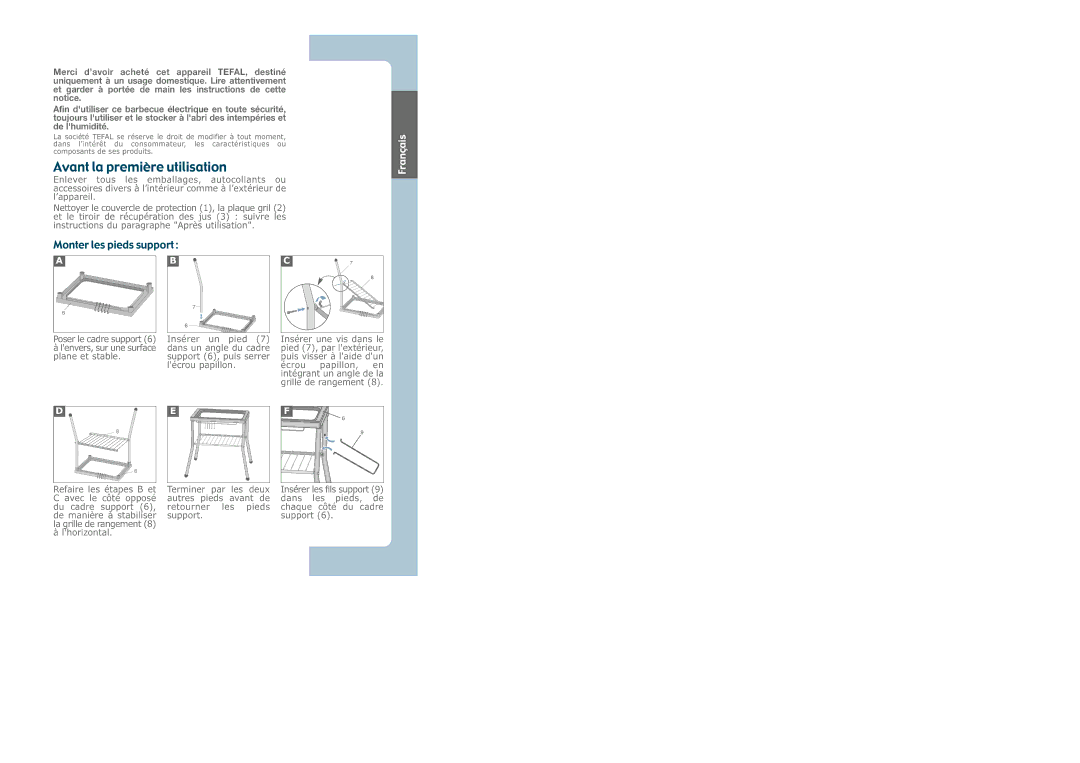 Groupe SEB USA - T-FAL CB6070 manual Avant la première utilisation, Français 