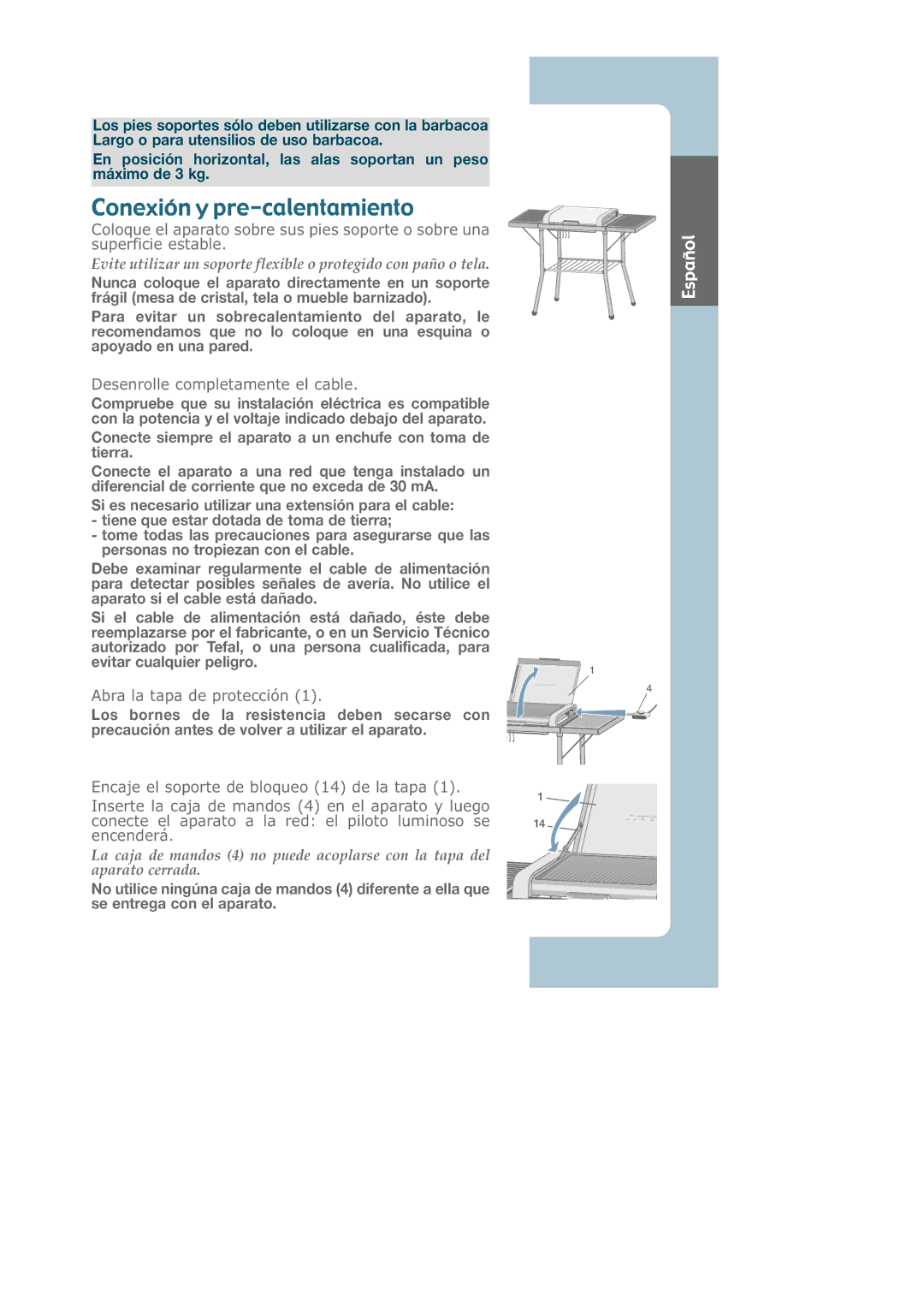 Groupe SEB USA - T-FAL CB6080 manual Conexión y pre-calentamiento, Desenrolle completamente el cable 