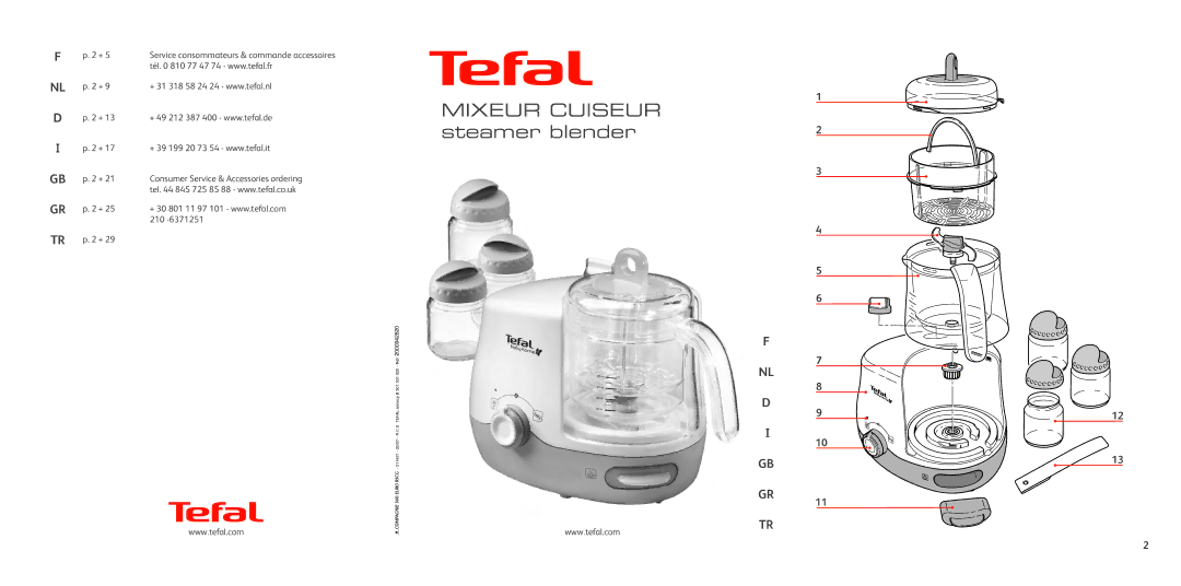 Groupe SEB USA - T-FAL Steamer Blender manual Mixeur Cuiseur steamer blender 