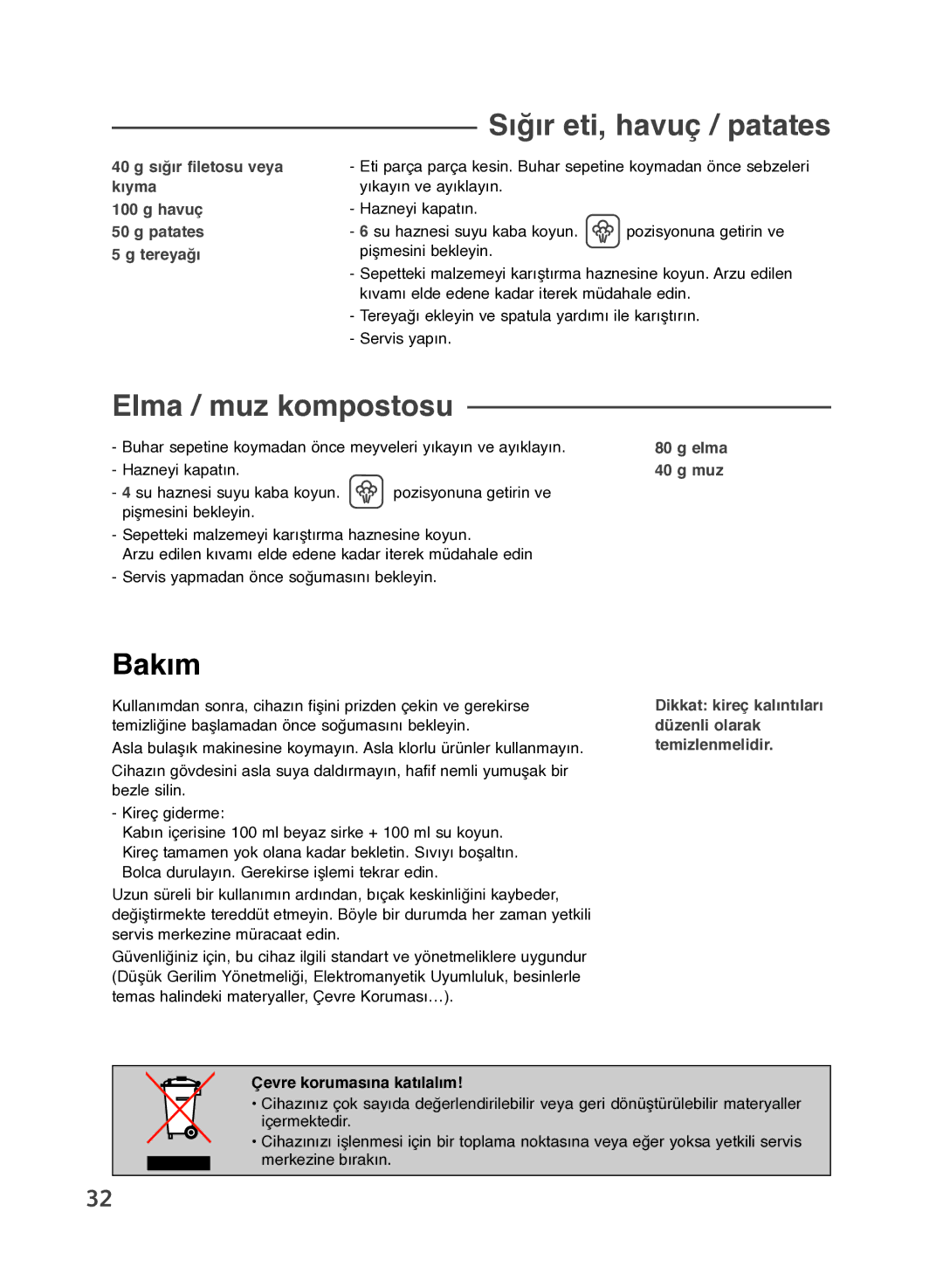 Groupe SEB USA - T-FAL Steamer Blender manual Sığır eti, havuç / patates, Elma / muz kompostosu 