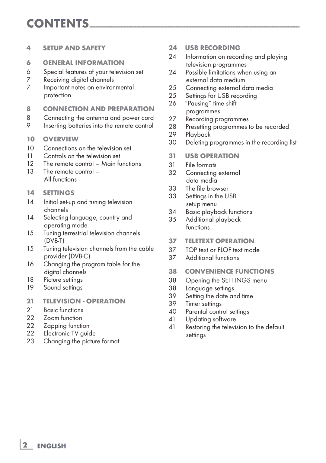 Grundig 22 VLC 2103 C manual Setup and Safety General information, Connection and preparation, Overview, Settings 