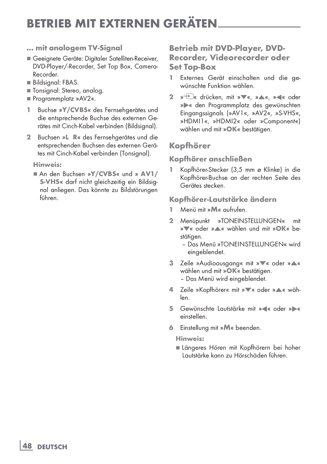 Grundig 22 VLE 8120 BG manual Mit analogem TV-Signal, Kopfhörer anschließen, Kopfhörer-Lautstärke ändern 