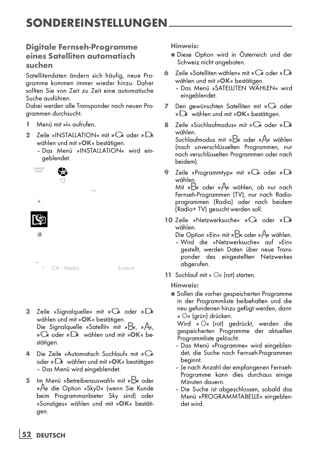 Grundig 22 VLE 8120 BG manual Sondereinstellungen, Zeile »Programmtyp« mit »C« oder »D« wählen 