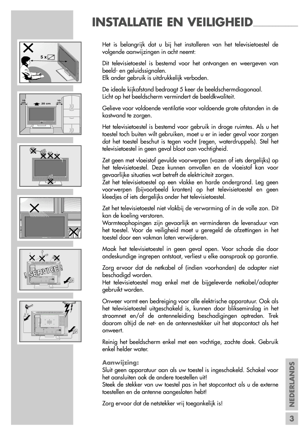 Grundig 26 LXW 68-8600 DL manual Installatie EN Veiligheid, Aanwijzing 