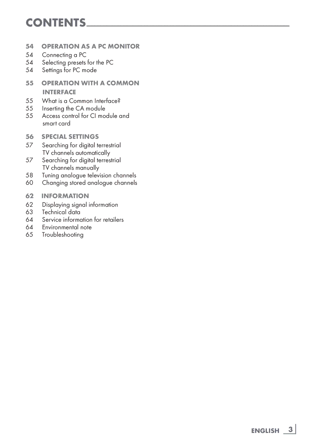 Grundig 26 VLE 7100 BF manual Operation with a Common Interface, Special settings 