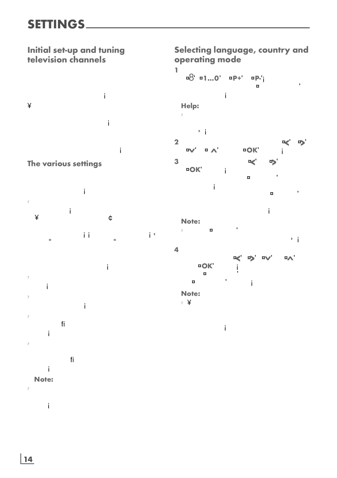 Grundig 26 VLE 8100 BG Initial set-up and tuning ­television channels, Selecting language, country and operating mode 