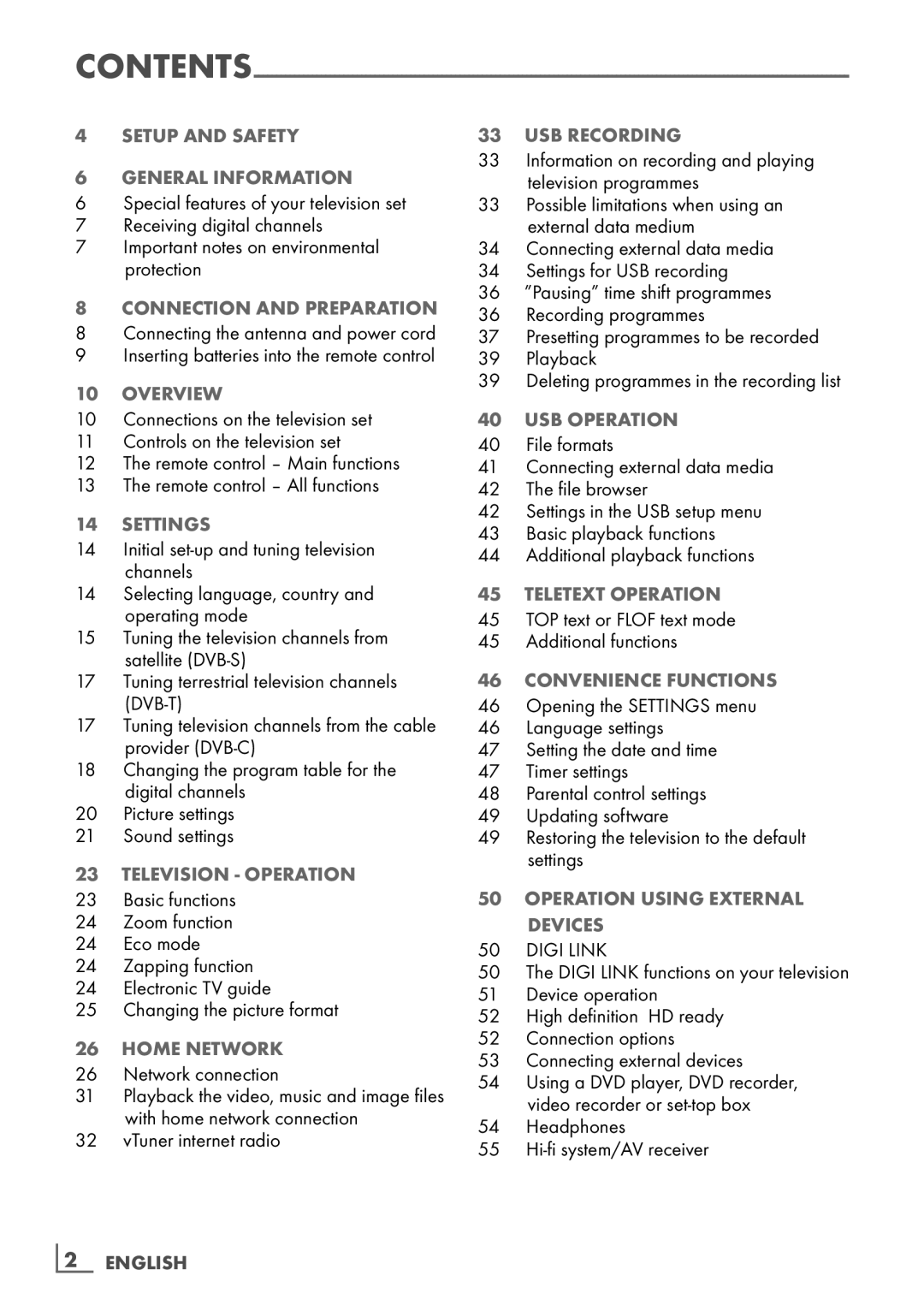 Grundig 26 VLE 8100 BG manual ­2 English 