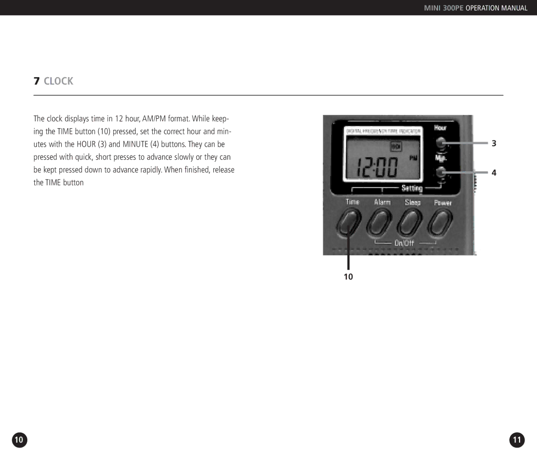 Grundig 300PE operation manual Clock 