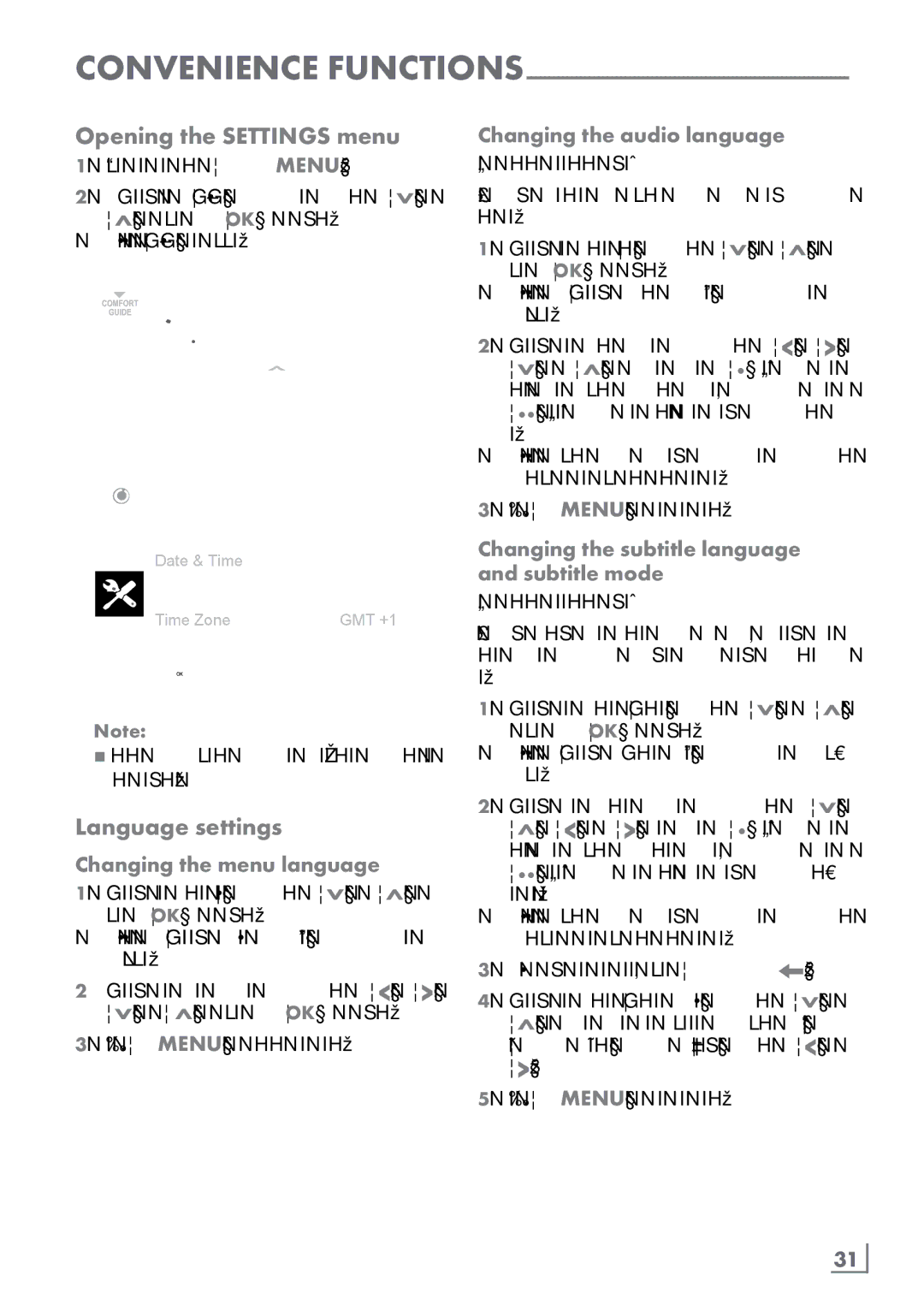 Grundig 32 VLC 6110 C manual Opening the Settings menu, Language settings 