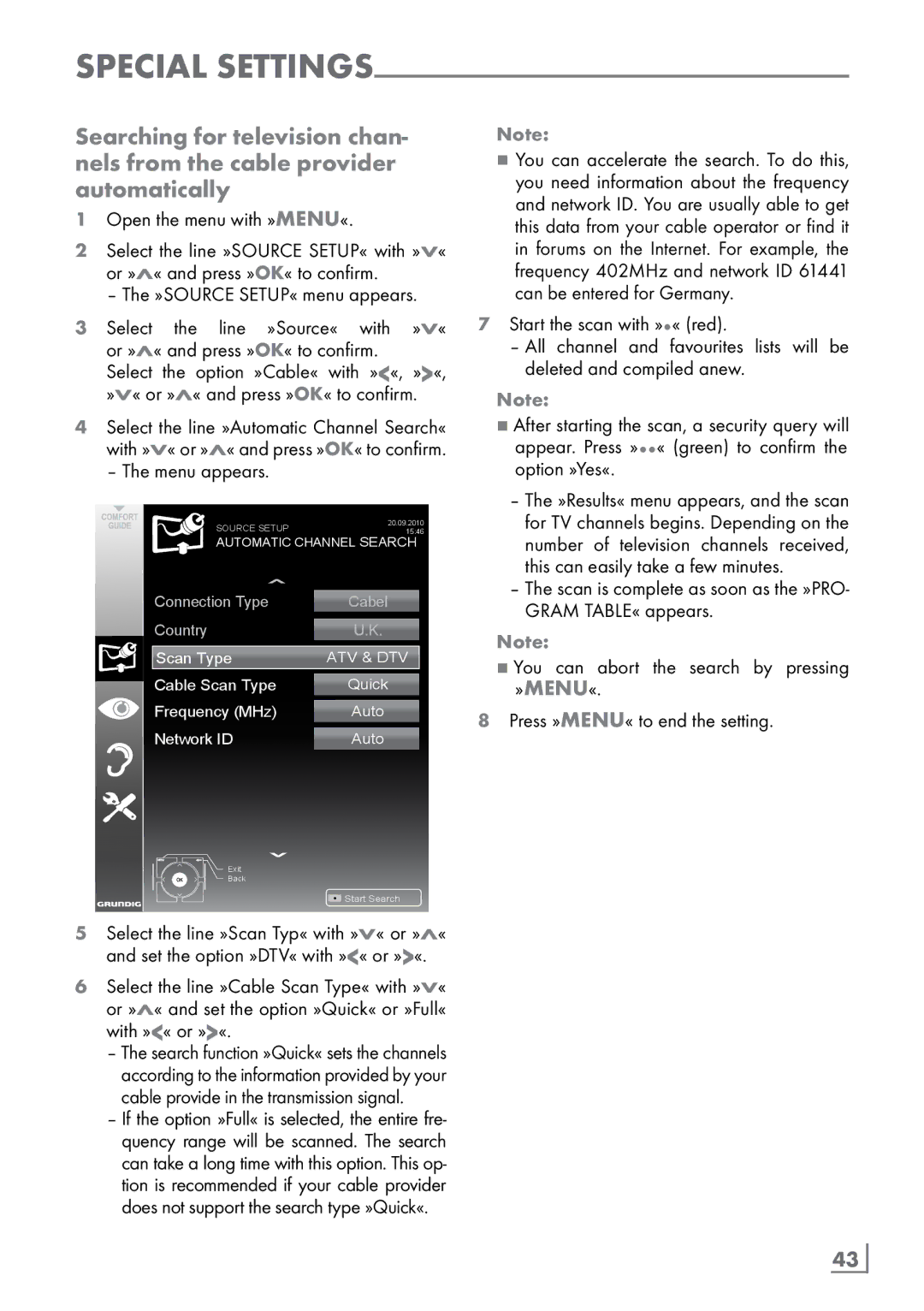 Grundig 32 VLC 6110 C manual Select Line »Source«, Select Option, »V« or »Λ« and press »OK« to confirm 