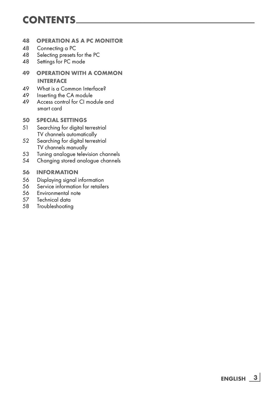 Grundig 32 VLC 6121 C manual Operation with a Common Interface, Special settings 