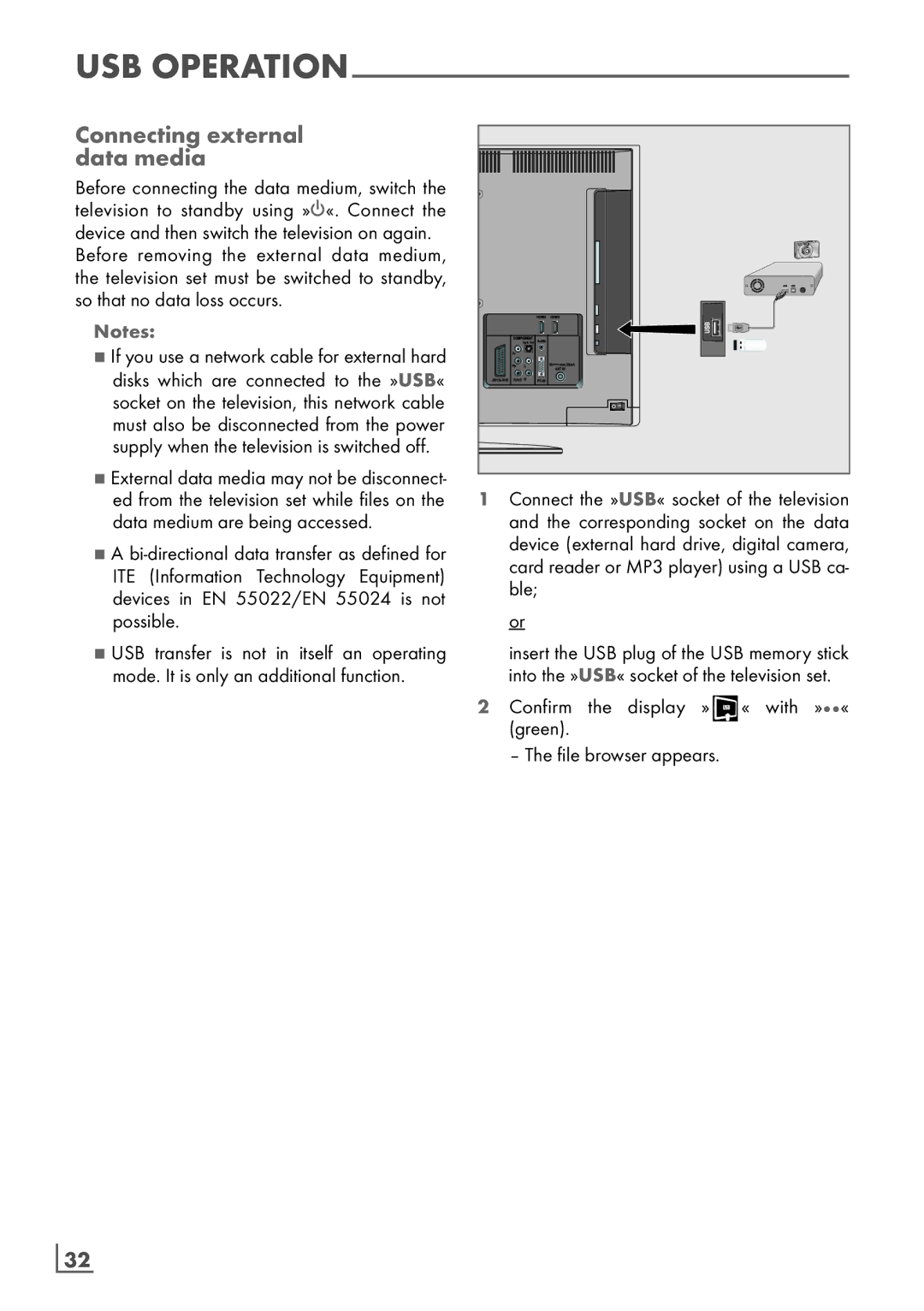 Grundig 32 VLC 6121 C manual Connecting external ­ data media 