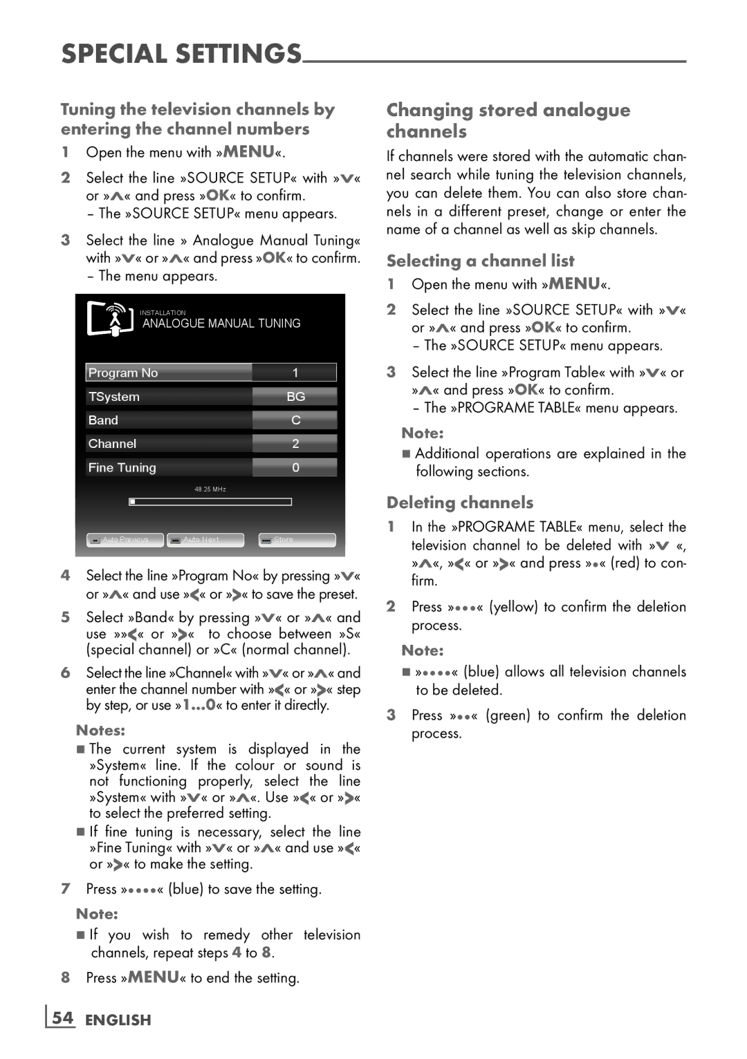 Grundig 32 VLC 6121 C manual Changing stored analogue channels­, Selecting a channel list, To select the preferred setting­ 