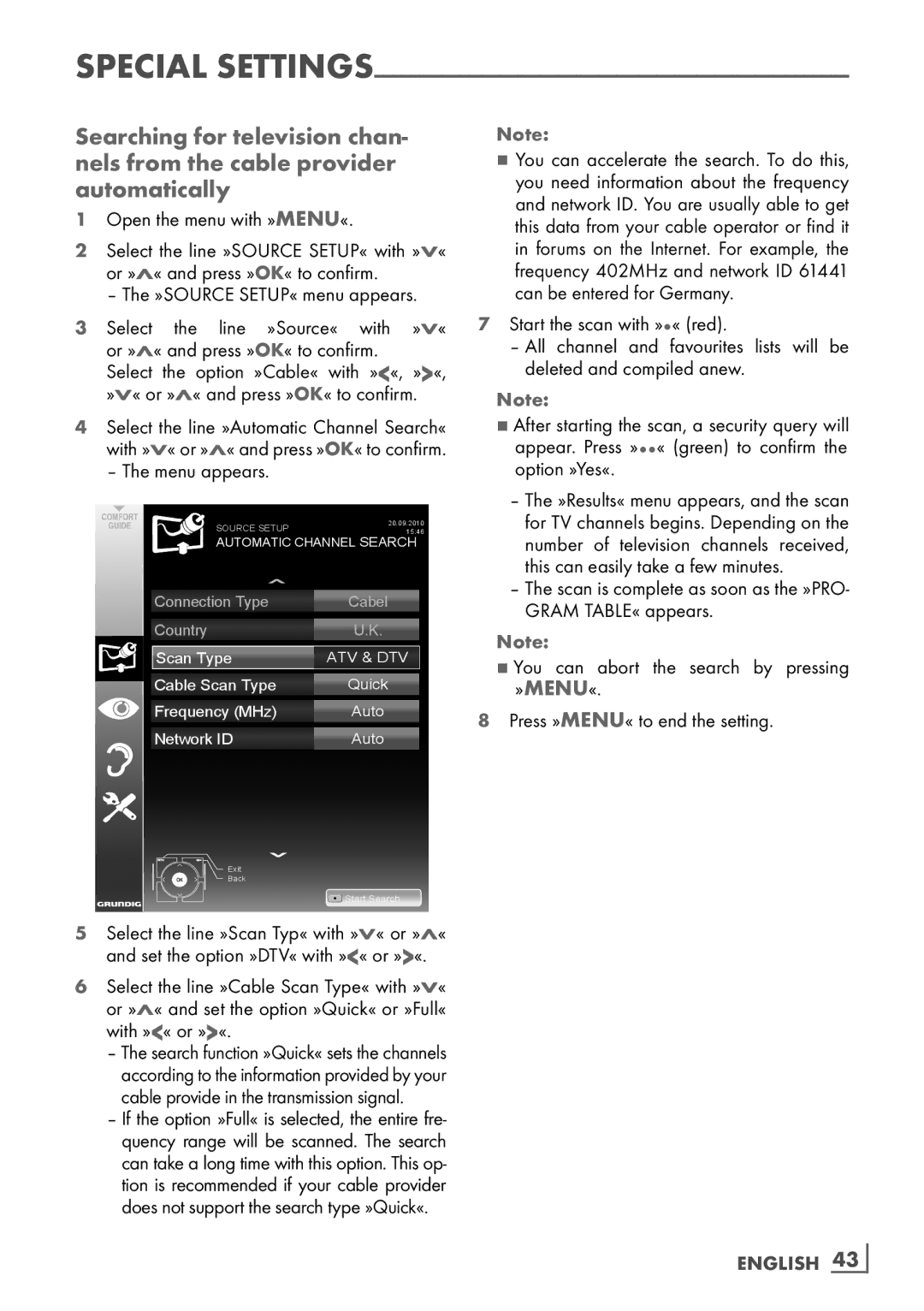 Grundig 32 VLD 4201 BF manual Select Line »Source«, Select Option, »V« or »Λ« and press »OK« to confirm 