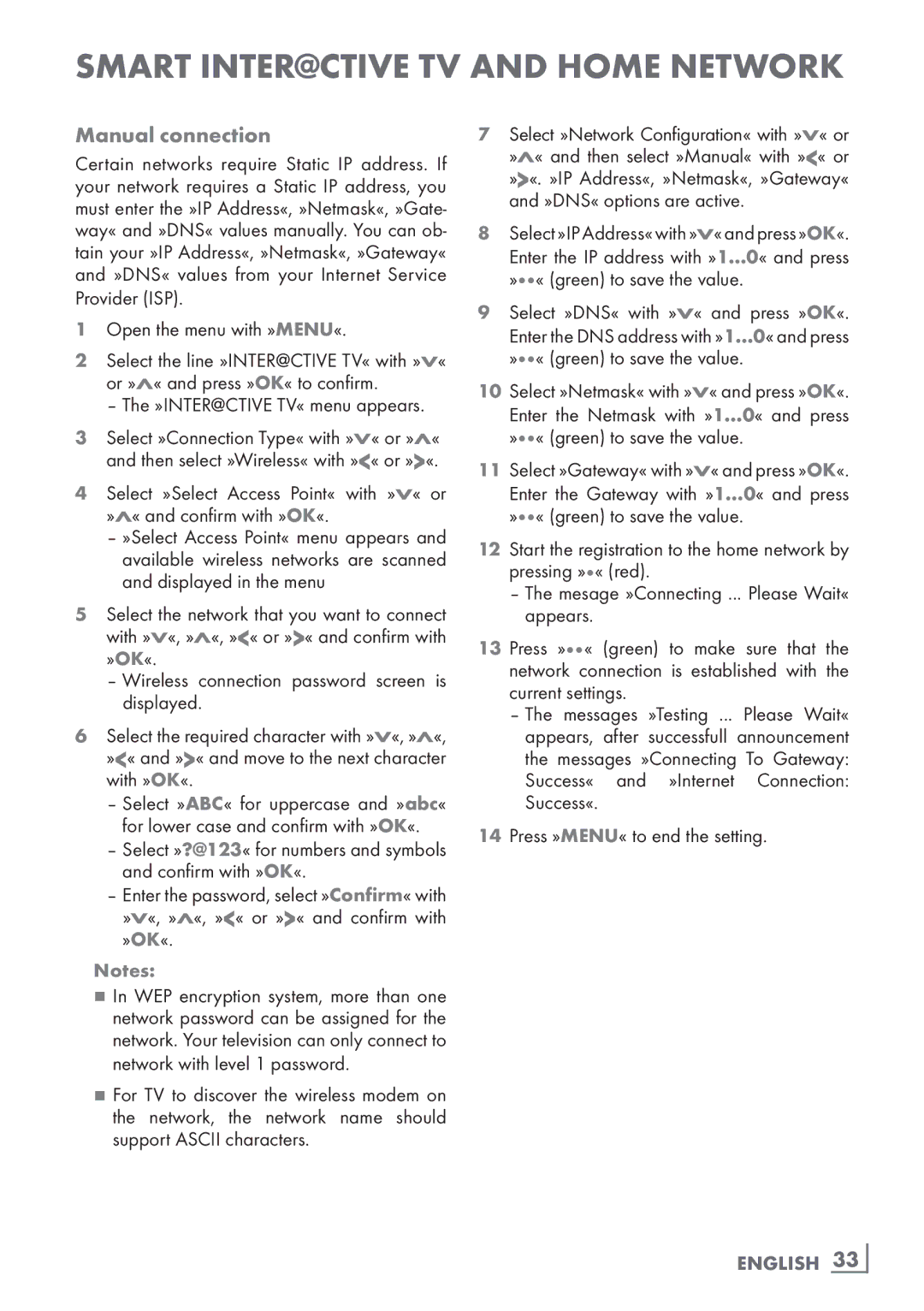 Grundig 32 VLD 8130 SL manual Manual connection, English ­33 