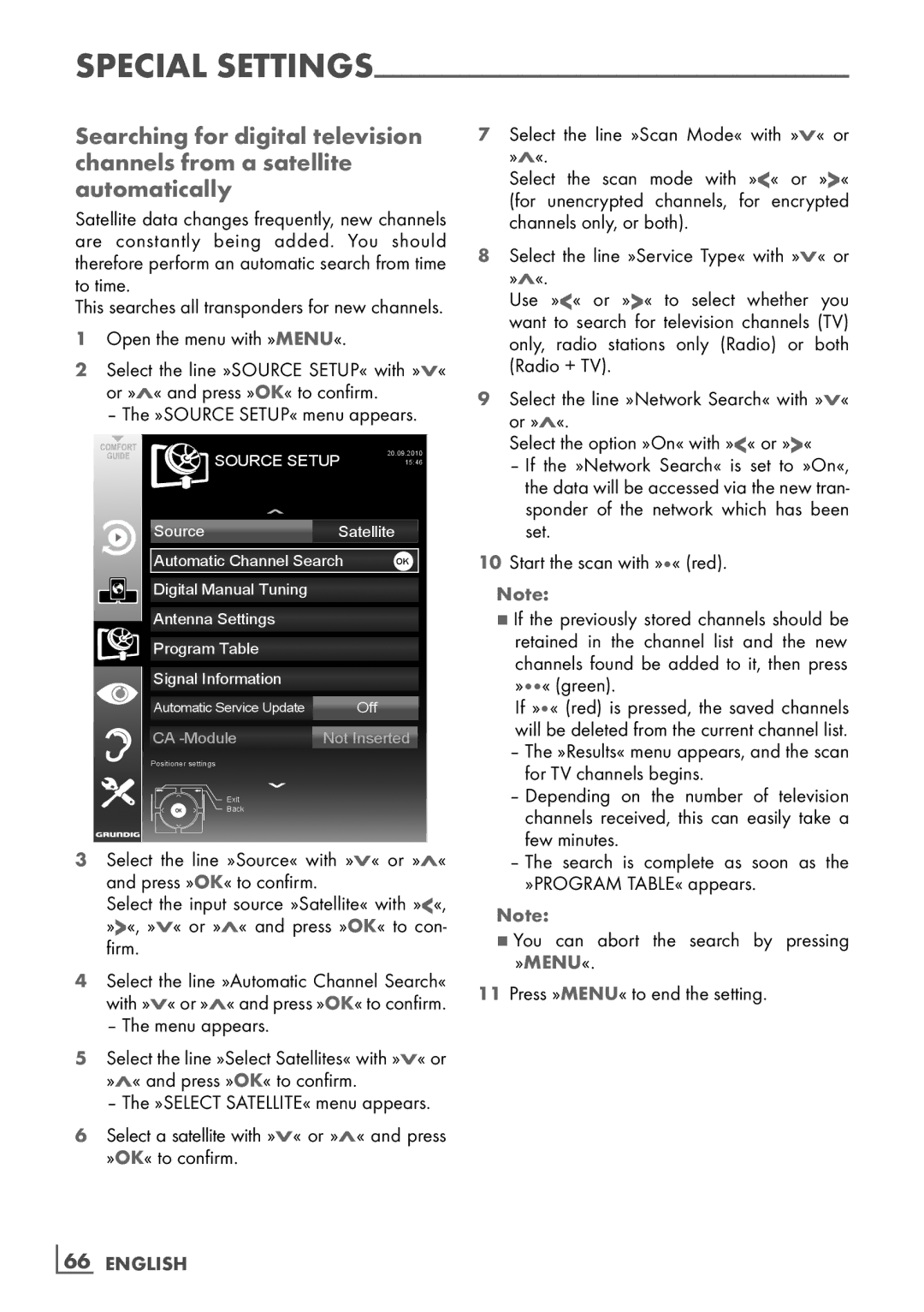 Grundig 32 VLD 8130 SL manual Menu appears, ­66 English 