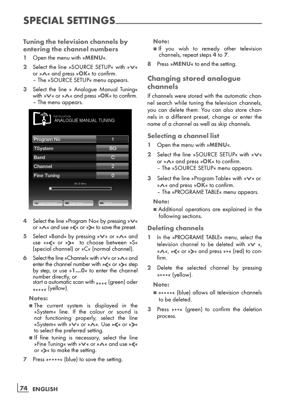 Grundig 32 VLD 8130 SL Changing stored analogue channels­, Selecting a channel list, To select the preferred setting­ 