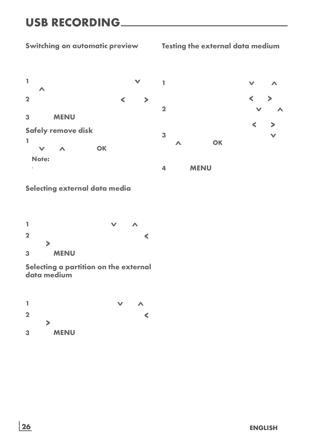 Grundig 32 VLE 6142 C manual Switching on automatic preview, Safely remove disk, Testing the external data medium 