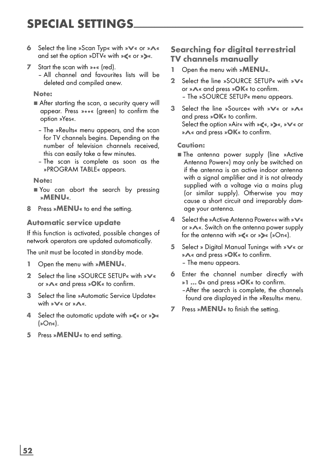 Grundig 32 VLE 6142 C Searching for digital terrestrial TV channels manually, Automatic service update 