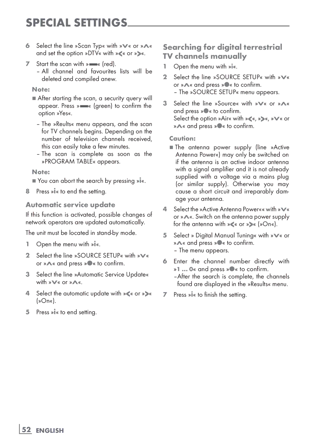 Grundig 32 VLE 7131 BF Searching for digital terrestrial TV channels manually, Automatic service update 