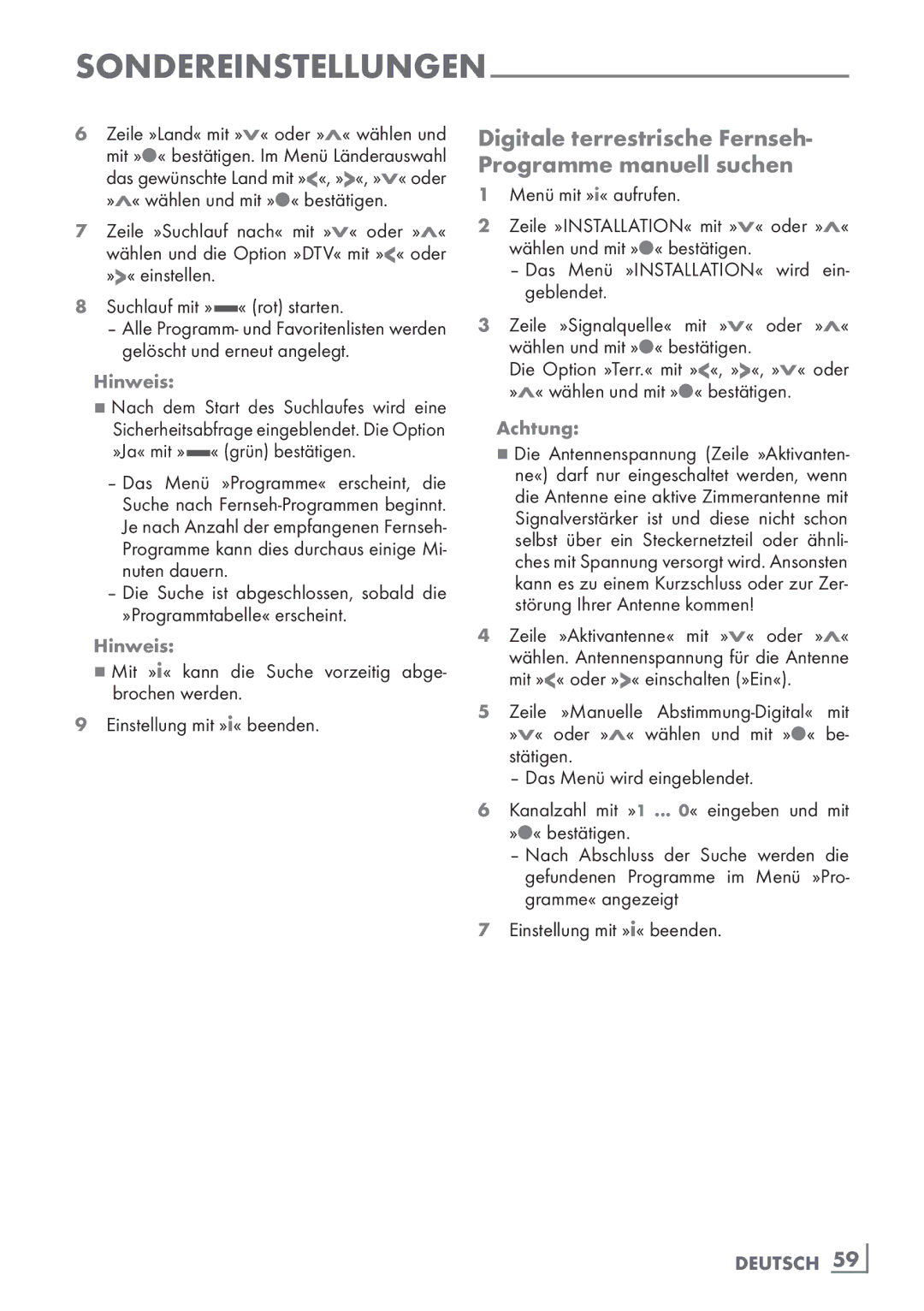 Grundig 32 VLE 7140 C manual Digitale terrestrische Fernseh- Programme manuell suchen 