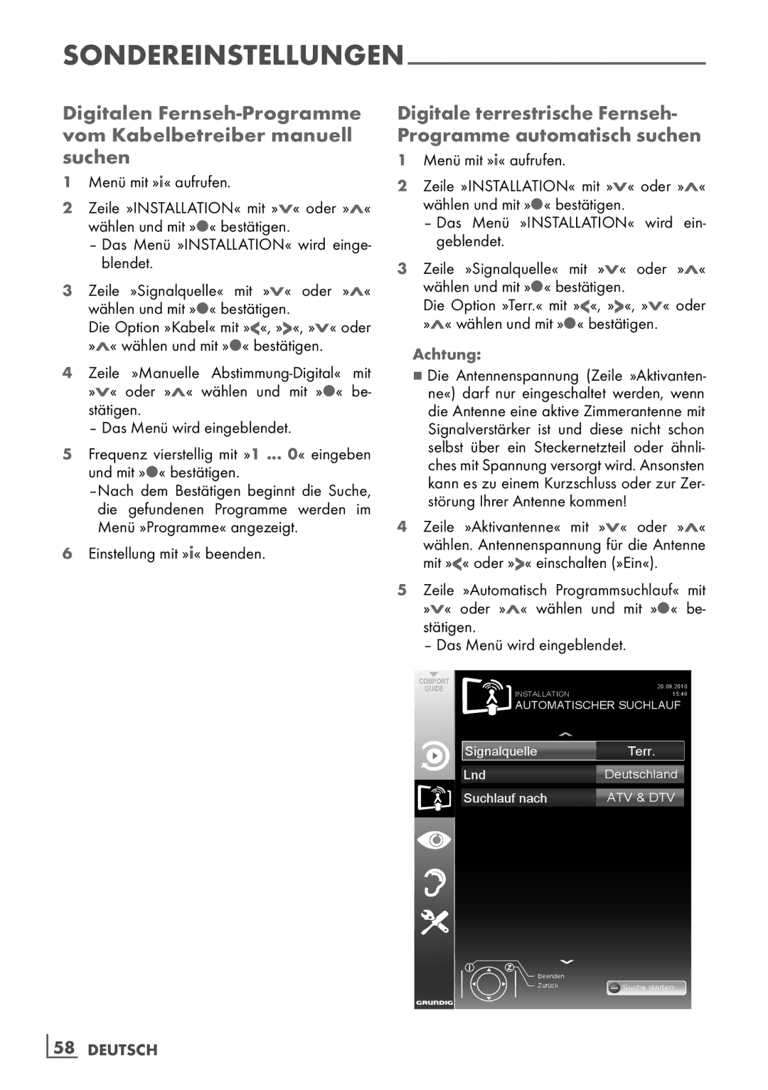 Grundig 32 VLE 7150 C manual Digitale terrestrische Fernseh- Programme automatisch suchen 