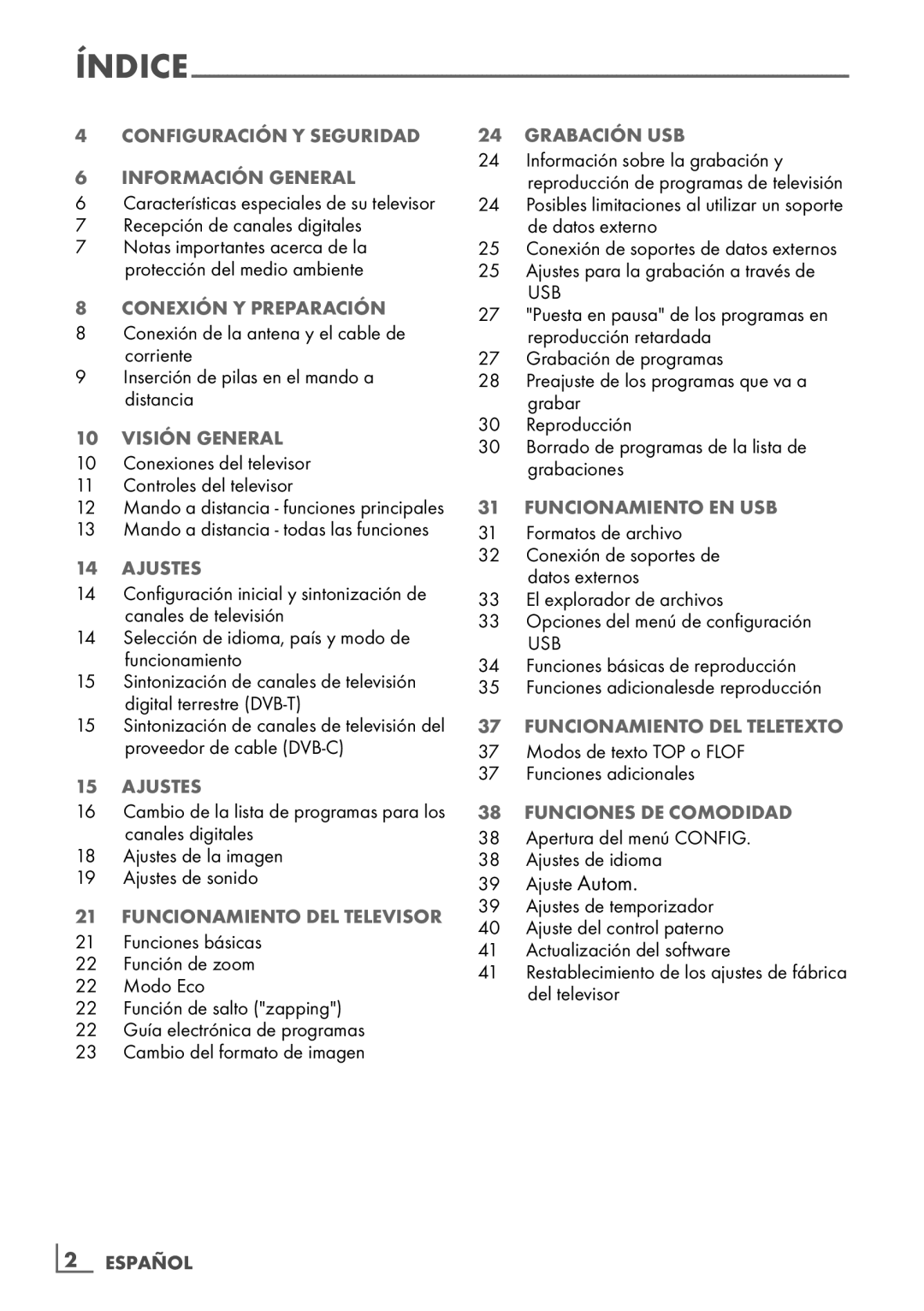 Grundig 32 VLE 7229 BF manual ­2 Español 