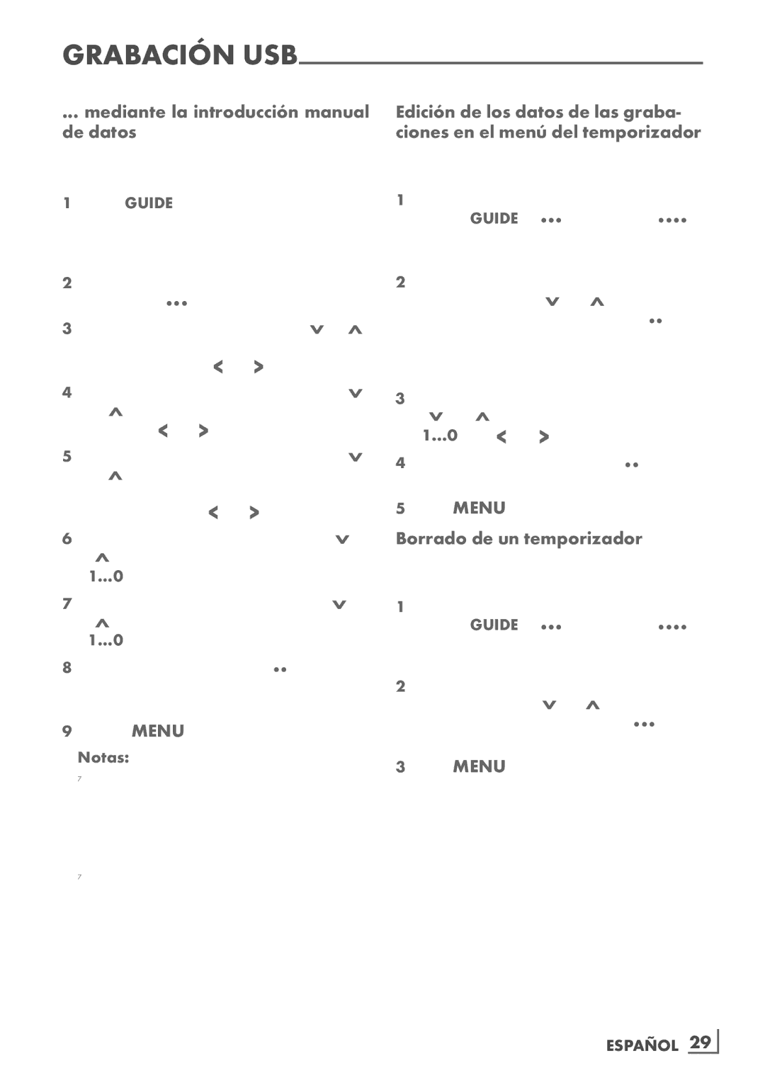 Grundig 32 VLE 7229 BF Mediante la introducción manual de datos, Borrado de un temporizador, Español ­29 