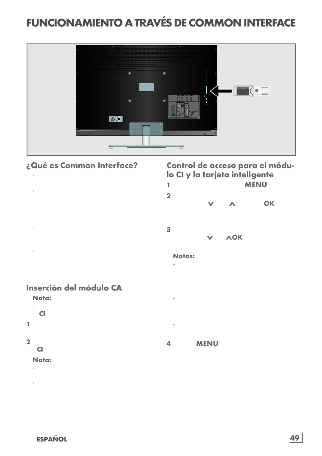 Grundig 32 VLE 7229 BF manual ¿Qué es Common Interface?, Inserción del módulo CA, Español ­49 