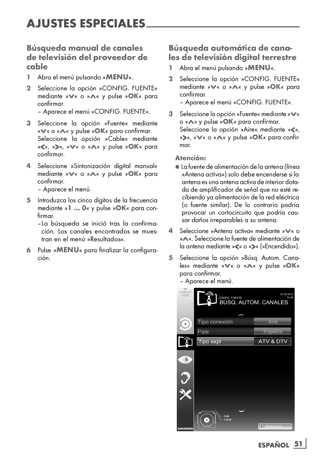 Grundig 32 VLE 7229 BF manual Atención, Español ­51 