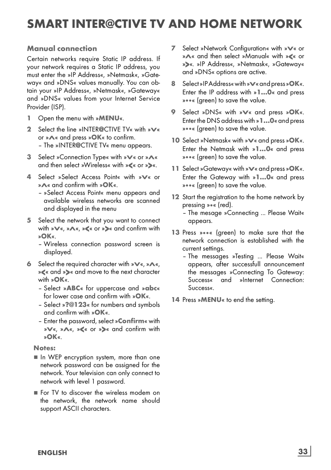 Grundig 32 VLE 8130 BL manual Manual connection, English ­33 