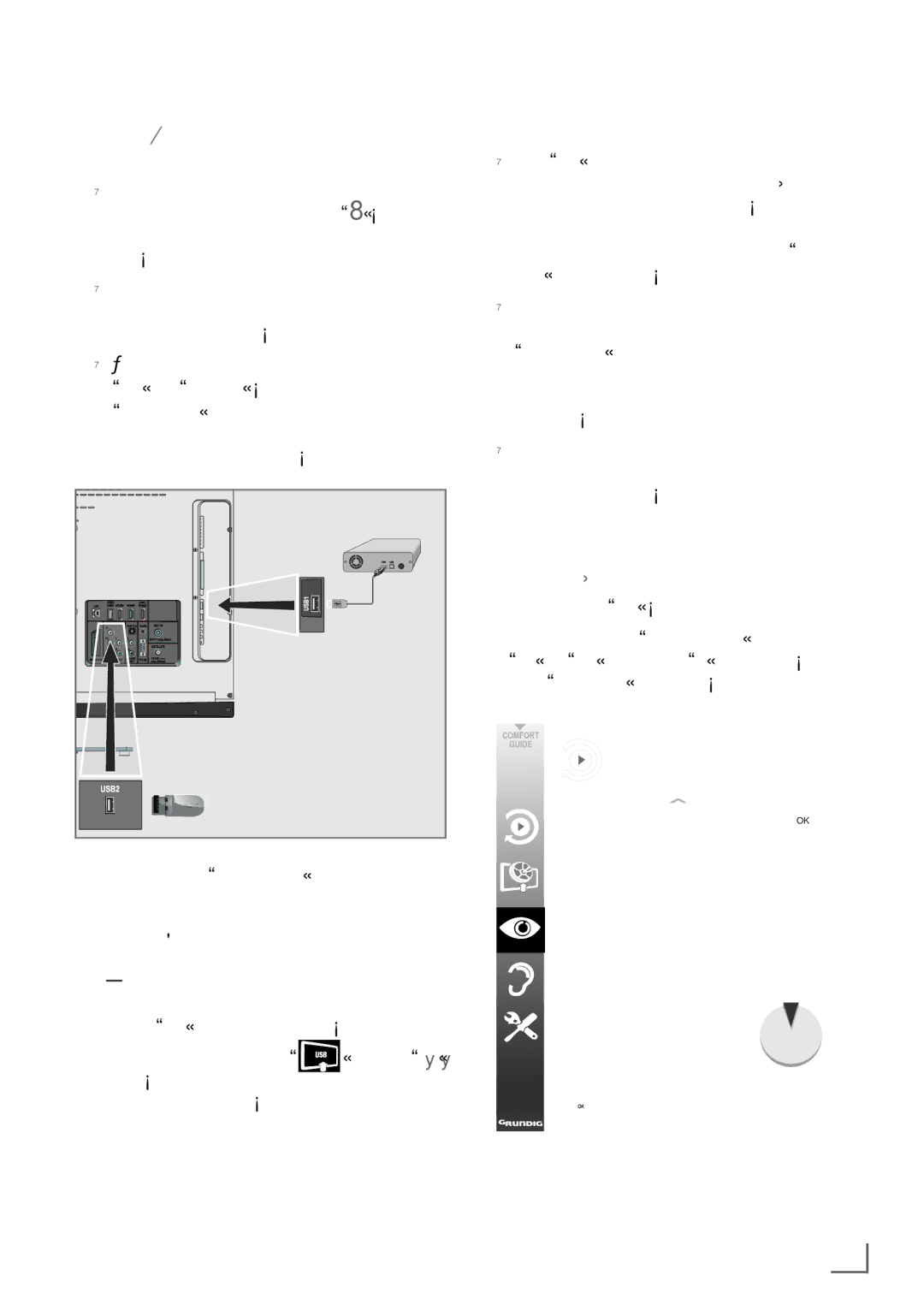 Grundig 32 VLE 8130 BL manual Connecting external data media, Settings for USB recording, Selecting the menu, English ­39 