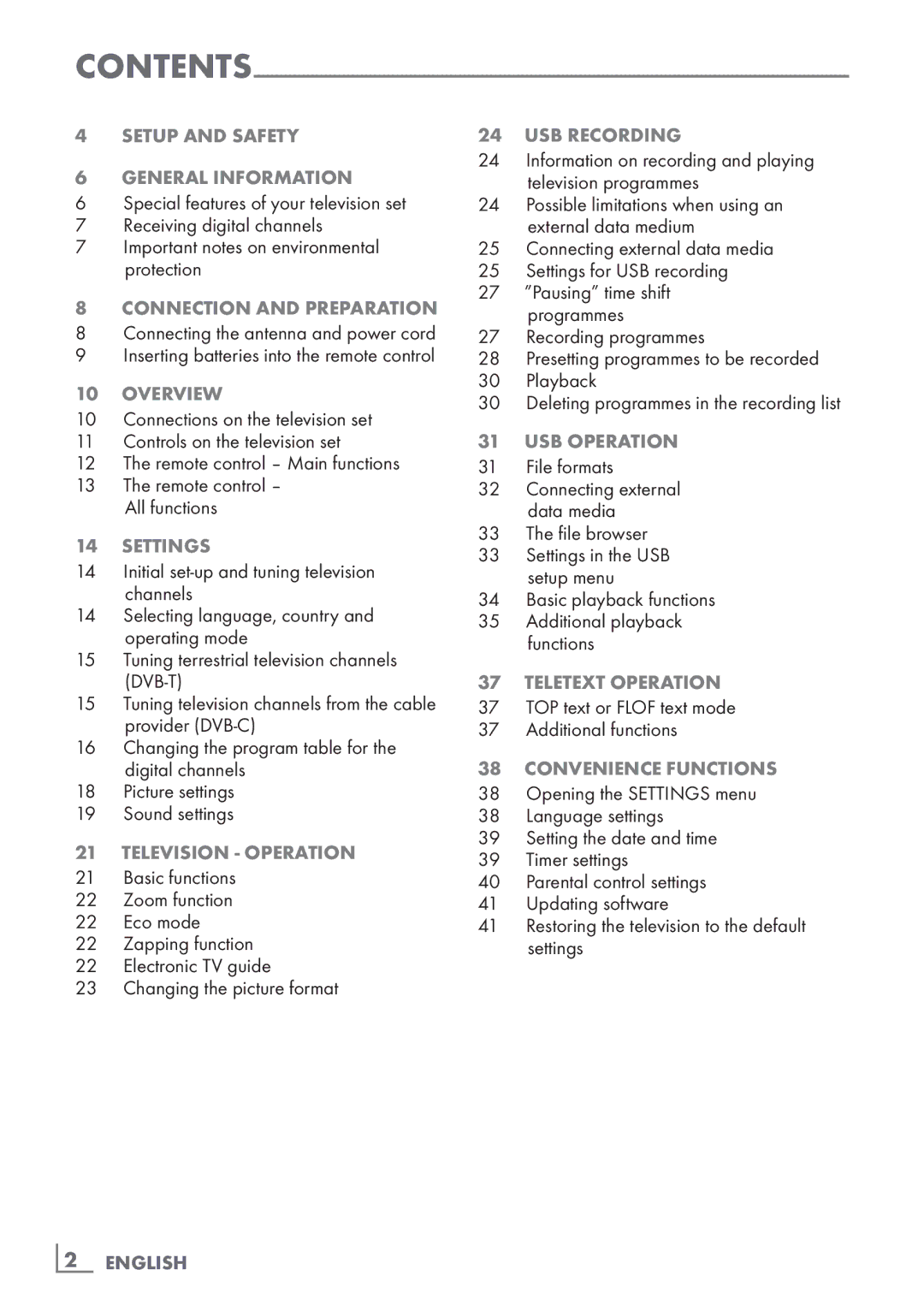 Grundig 32 VLE 8131 WF manual Setup and Safety General information, Connection and preparation, Overview, Settings 