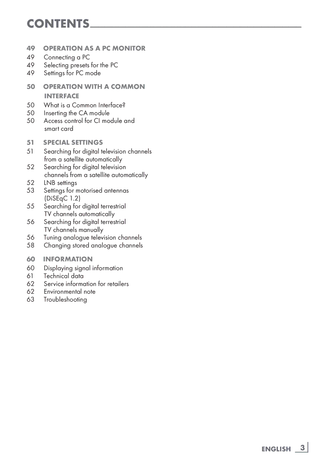 Grundig 32VLC9140S manual Operation with a Common Interface, Special settings, English ­3 