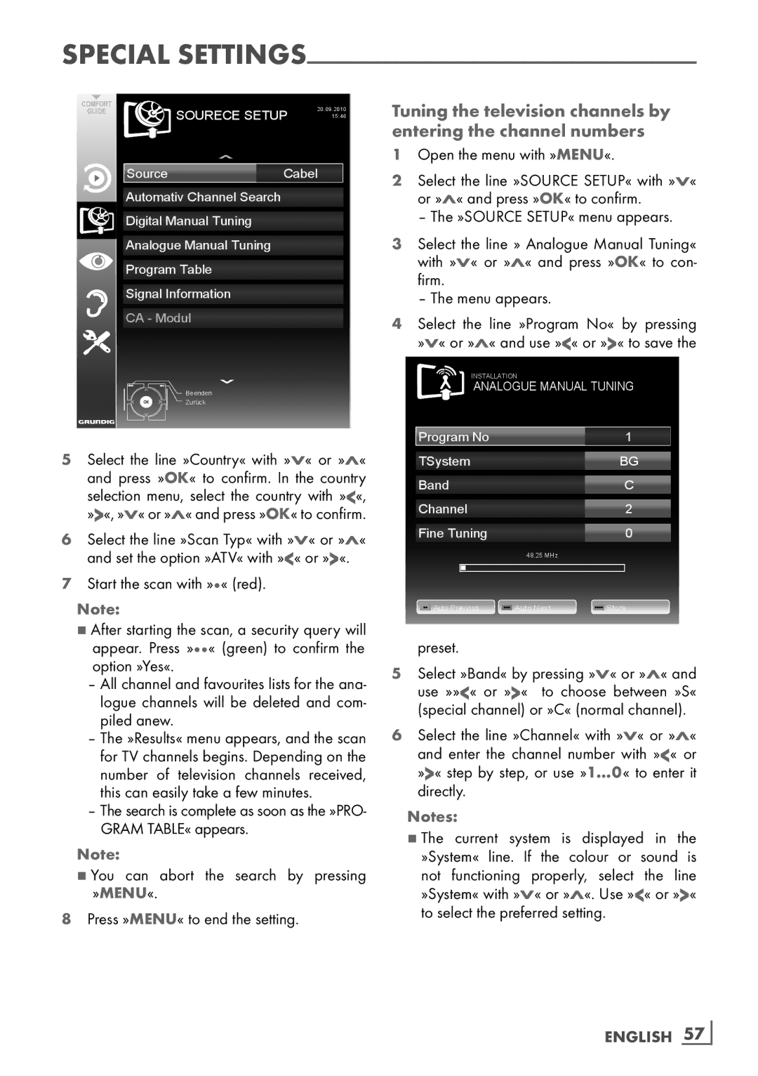 Grundig 32VLC9140S manual Preset, To select the preferred setting­, English ­57 