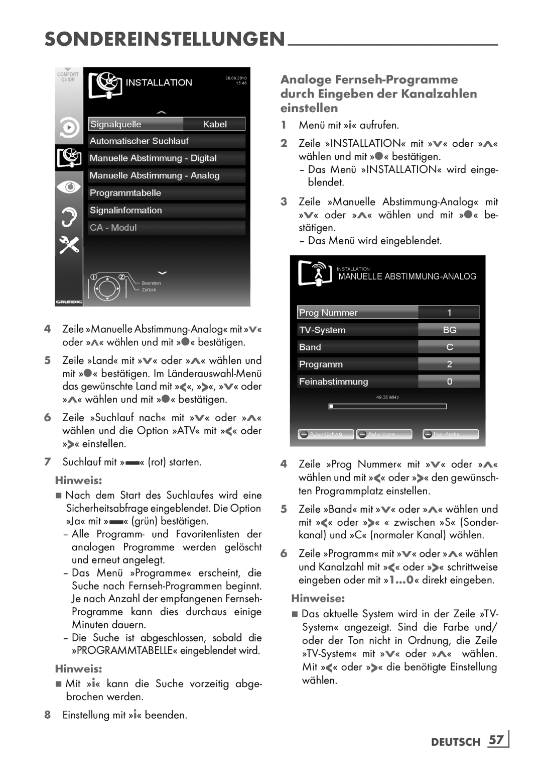 Grundig 37 VCL 2015 TE manual Deutsch 57­ 