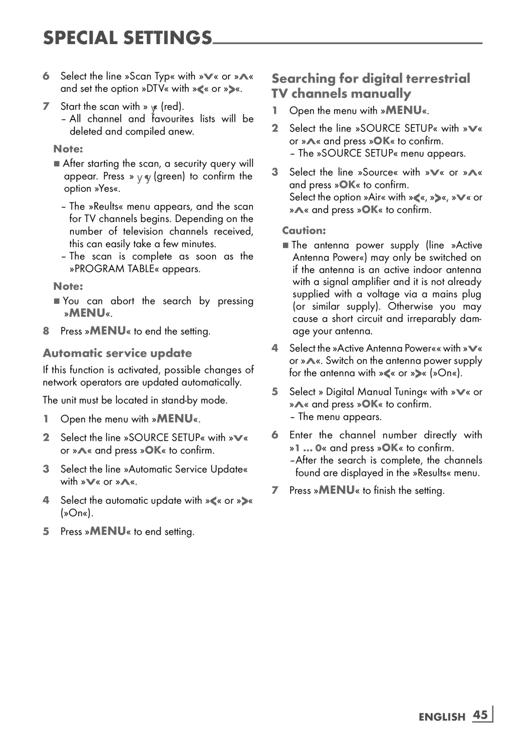 Grundig 37 VLC 6110 C Searching for digital terrestrial TV channels manually, Automatic service update 