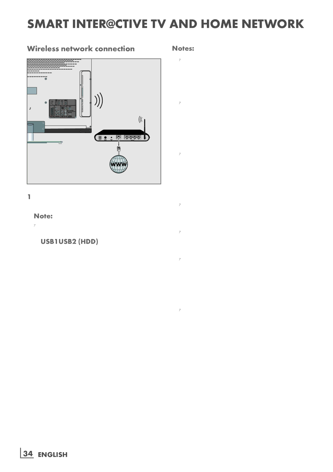 Grundig 40 CLE 8160 BL manual Wireless network connection, ­34 English 